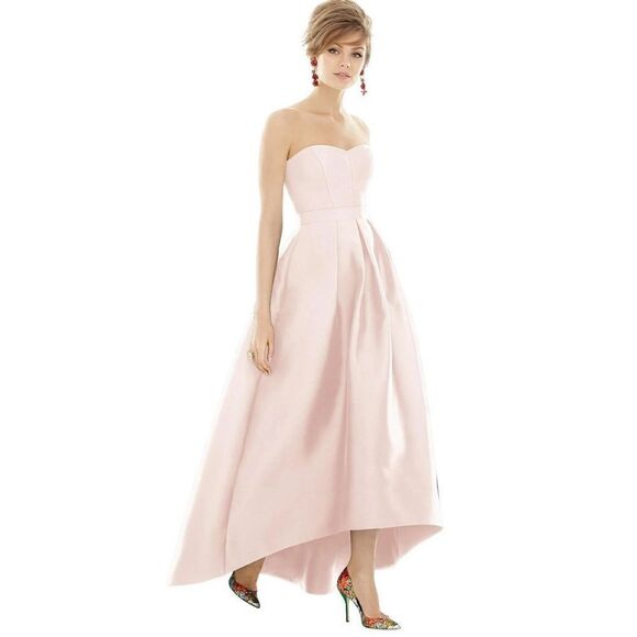 Alfred Sung Strapless Satin High Low Dress with Pockets NWT Size 16 - Picture 1 of 6